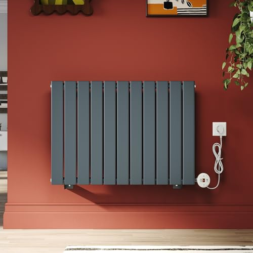 SONNI Heizkörper 600x832mm Anthrazit, Design Flachheizkörper mit WIFI Smart Heizstab 800 Watt, elektrischer Flach Vertikal Heizkörper Bad, Einlagig Paneelheizkörper mit APP-Steuerung