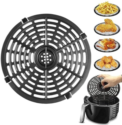 Air Fryer Replacement Grill Plate, 8.2 Non-Stick Crisper Tray with Handle,Grill Crisper Accessories Compatible with Multiple Air Fryer Brands