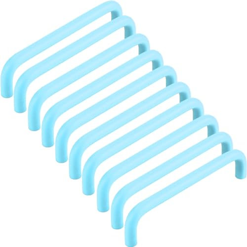 ZESLIV Tiradores para muebles de cocina, 10 unidades, de aluminio, distancia entre orificios de 160 mm, color azul