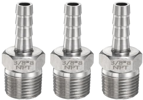 QUARKZMAN 3 Pz Acciaio Inox Tubo Ardiglione Raccordo 0.3 8mm per Tubo Aria | Raccordo per Tubo Maschio NPT x 3/8, Raccordo per Tubo Flessibile