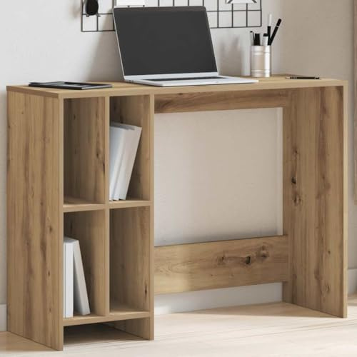 QUAHEAS Schreibtisch, Artisan-Eiche, 102,5x35x75 cm, robuster Holzwerkstoff, ideal für Computer, Home-Office, Moderne Arbeitszimmer, perfekt für kleine Wohnungen