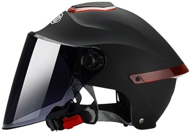 BOSERMEM Casco Aperto Classico, Mezzo Casco Con Visiera, Fibbia a 7 Sezioni, Calotta In 709abs Combinata Con Strato Di Ammortizzazione Eps