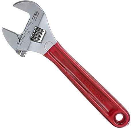KLEIN TOOLS D507-8 Adjustable Wrench, Extra Capacity Jaw Forged Drive Wrench with High Polish Chrome Finish, 8-Inch