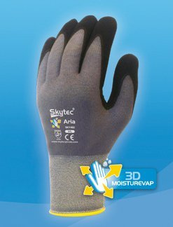 Skytec Aria 10 Pairs 3D MoistureVap Nitrile Coated Work Gloves Size 9 / Large