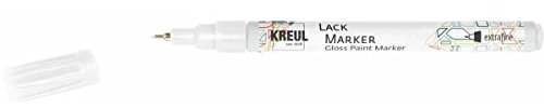 KREUL 47410 - Lackmarker extrafine, weiß, Strichstärke ca. 0,8 mm, Feinspitze für filigrane Ausarbeitungen, zum Gestalten, Beschriften und Verzieren von kleinen, originellen Geschenken