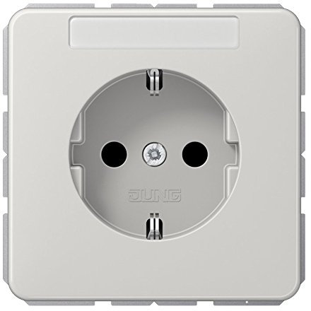 Jung 1520 NA LG Schuko Steckdose 16 A 250 V mit Schriftfeld 6 x 37 mm Serie CD lichtgrau, 250 V
