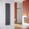 Radiador de diseño de panel, toallero vertical de doble capa, con conexión central, color antracita, 350 x 1600 mm