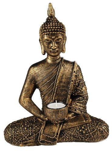 Großes Thai Buddha Teelicht Ornament, goldfarben / bronzefarben