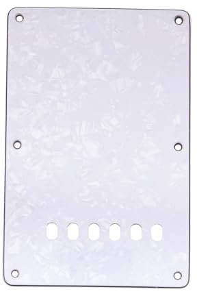 Musiclily 6 Hole ST Back Plate Tremolo Cavity Cover for China Squier Electric Guitar, 4Ply White Pearl