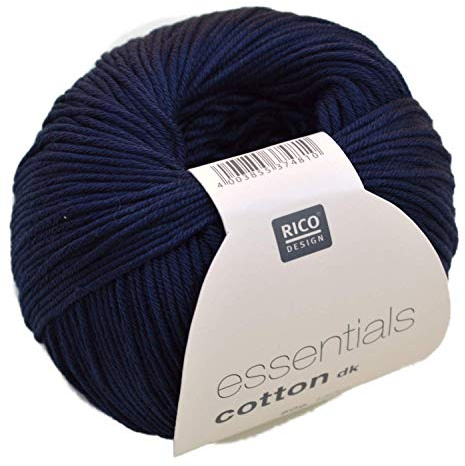 Essentials Cotton Dk 50 g = 130 m Lauflänge/Knäuel 100% Baumwolle Häkelgarn zum Stricken Häkeln Basteln Marine/Navy
