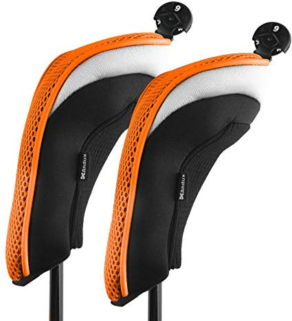 Andux Mesh Golf Hybrid Club Head Covers with Dial NO. Tags Orange, 2pcs