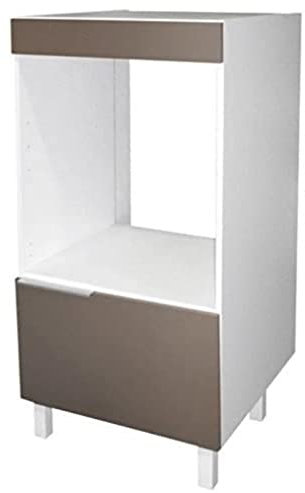 Berlioz Creations CD6FT Halbsäulenschrank für Einbaubackofen, in taupefarbenem Hochglanz, 60 x 60 x 118 cm, 100 Prozent französische Herstellung
