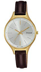 Pulsar Montre en Or Marron en Cuir Marron PH8280X1, Sangle, Sangle
