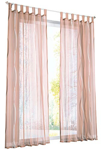 1er-Pack Voile Gardinen mit Wellenförmig Druck Design Vorhang Lichtdurchlässig Vorhänge (BxH 140x145cm, Sand mit Schlaufen)