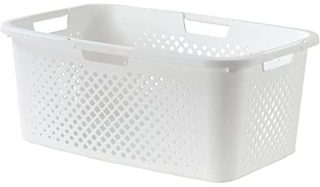 SUNDIS Pixel, cesto de ropa, 40L de capacidad, plástico reciclado, blanco roto, 4 asas laterales, ventilación en los 4 lados