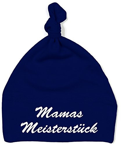 Schnoschi Babymütze in blau mit Mamas Meisterstück hochwertig Bestickt/gestickt