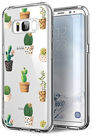Alsoar ersatz für Samsung Galaxy S8 Hülle,Galaxy S8 Case, [Ultradünn] Soft Durchsichtige Handyhülle Schutzhülle Silikon TPU Flexibel Stoßfest Kratzfest Mädchen Kaktus für Samsung S8 (Grüne Pflanze)