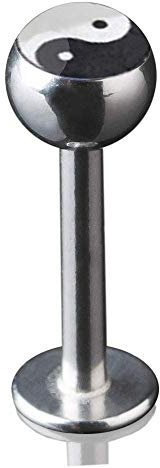 viva-adorno 1,2 x 8mm Lippen Piercing Stecker Labretstecker 316L Chirurgenstahl 20 Verschiedene Motive Picture Logo Z379, S5 Yin Yang
