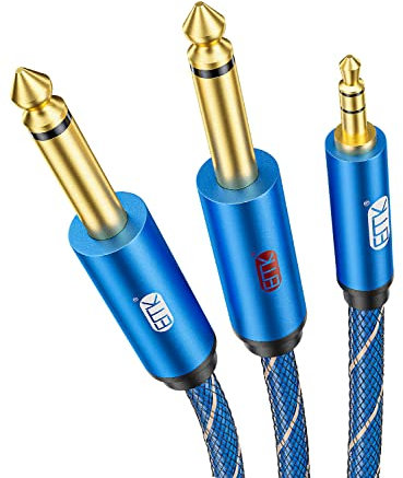 EMK 3.5 mm maschio TRS a doppio 6.35 mm TS 1/10,2 cm maschio Stereo audio cable, 3.5 a 6.35 splitter cavo per sistemi home stereo, laptop, amplificatore, mixer, registratore audio, MP3 6.6Ft/2Meters
