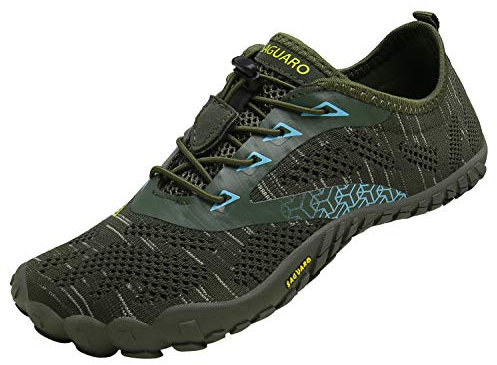 SAGUARO Barfußschuhe Herren Barfuss Schuhe Damen Sommer Barefoot Shoes Leicht Atmungsaktive Barfussschuhe Outdoor Zehenschuhe für Männer Frauen, Stricken Grün, 46 EU