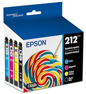 EPSON 212 Claria Ink Standard Capacity Black & Color Cartridge Combo Pack (T212120-BCS) Works with WorkForce WF-2830, 2850 and Expression XP-4100, 4105
