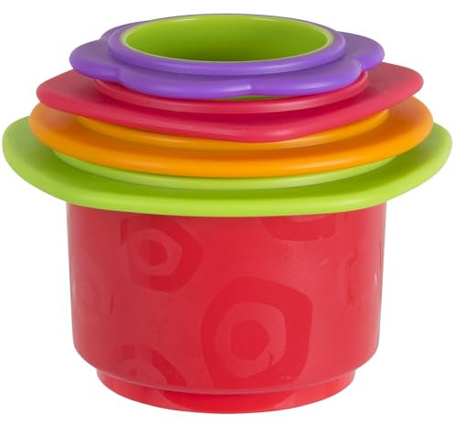 Playgro Juguete apilable de baño, 4 Piezas, Juguete para bebés, A partir de 9 meses, Libres de BPA, Colorido, 40217