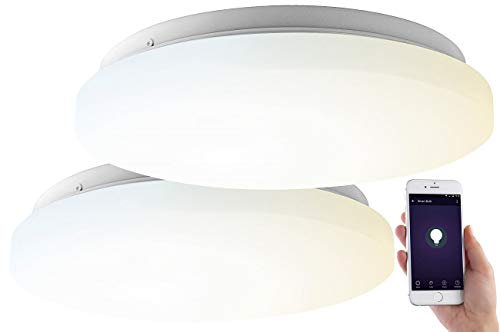 Luminea Home Control Deckenlampe Schlafzimmer: 2er-Set WLAN-LED-Deckenleuchten für Amazon Alexa&Google Assistant, 24W (Deckenleuchte Wohnzimmer modern, Wohnraumleuchte, Fernbedienungen)