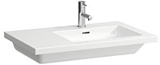 Laufen Living Square Waschtisch, asymmetrisch, Ablage Links, 1 Hahnloch, mit Überlauf, 750x480, weiß - H8174390001041