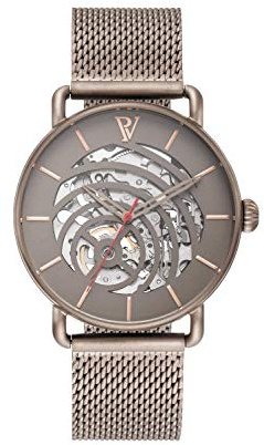 PAUL VALENTINE - Herrenuhr Automatik mit Mesh Armband aus Edelstahl - Mit Saphirglas - 40 mm Durchmesser - Edle Herren Uhr mit japanischem Quarzwerk - Armbanduhr für Herren (Aris)