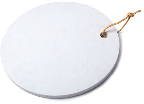bar@drinkstuff White Marble Round Serving Board 11.8inch / 30cm - Single - Marble Cheese Board, Serving Platter