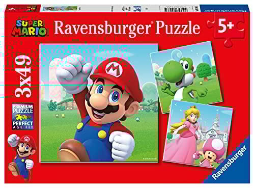 Ravensburger - Puzzles Super Mario Pack De 3 | Puzzle 5 Años O Más | Regalos para Niños De 5 Años De 3 X 49 Piezas | Rompecabezas Niños De 21 X 21 Cm Puzzle
