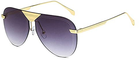 WQZYY&ASDCD Sonnenbrille Herren Damen Pilot Oval Sonnenbrillen Frauen Vintage Brillen Weiblich Frosch Männer Brillen Männlich-Gradient_Gray