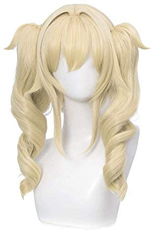 PRIOUTZ Blonde Pferdeschwanz Perücke für Genshin Impact Barbara Cosplay Anime Party Lange Blond Perücken mit Pony