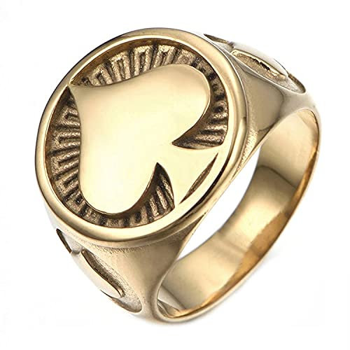JAJAFOOK Jewelry Stainless Steel Black Plating Ace of Spades High Polished Gothic Biker Tribe for Men's Rings, stainless steel tungsten steel, stainless steel