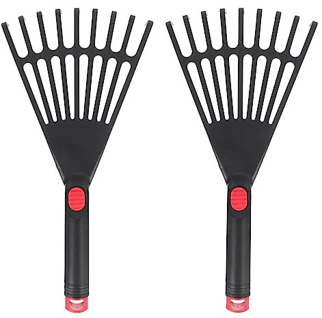 YARNOW 2st Garten Gras Harke Gartenwerkzeug Kleiner Handrechen Hof Rechen Erdrechen Blattschaufeln Laubrechen Mit Kurzem Stiel Grasrechen Handrechen Garten Handbuch Blumenbeet Plastik