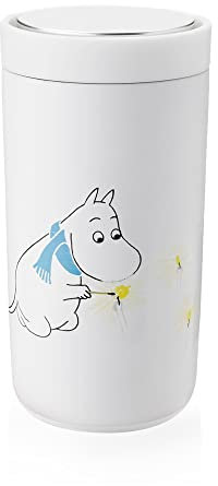 Stelton To-Go Click - Thermobecher, doppelwandige Isolierflasche - Rostfreier, auslaufsicherer Kaffeebecher/Teebecher mit Smart-Click-Deckel - Heiße & kalte Getränke - 0,2 Liter, Frost, Moomin
