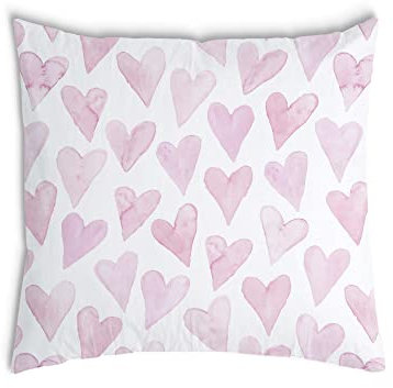 TherapieWelt Kuschelkissen Deko-Kissen Zierkissen Kissenbezug aus Baumwolle mit Füllung Pärchen Geschenke Lieblingsmensch 40x40cm Herzen Muster rosa weiß