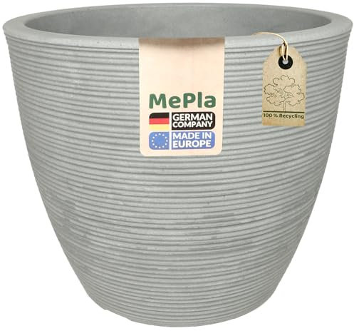 MePla Milano Pot de fleurs rond résistant aux intempéries et aux UV Diamètre 48 cm Gris