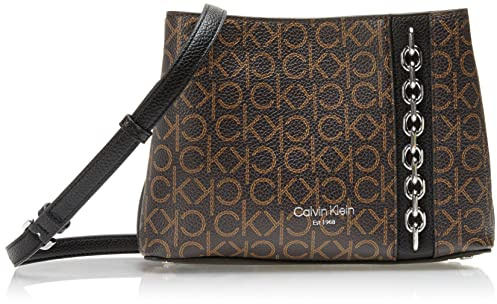 Calvin Klein Damen Adeline Crossbody mit 3 Fächern, Braun/Khaki/Schwarz