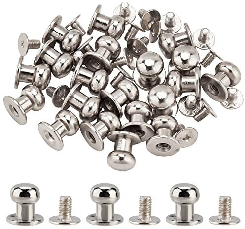 GORGECRAFT 20 Set da 8 mm in Lega con Bottone A Testa Tonda Chicago Vite Rivetti Post Fastener per La Casa Riparazioni in Pelle Fai da Te Craft Bagagli Giacche Portafoglio Borsa Decorazione, Argento