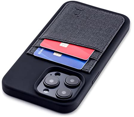 Dockem Étui pour Cartes pour iPhone 14 Pro Max avec Coque en Silicone Liquide, Plaque Métallique Intégrée pour Montage Magnétique et Portefeuille Cousu avec 2 Emplacements pour Cartes (M2L, Noir)