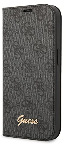 Guess GUBKP14XHG4SHK Hülle für iPhone 14 Pro Max 6,7 schwarz/Black Book 4G Vintage Gold Logo