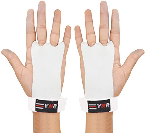 Gymnastique Paume Protège Mains, Junior Enfants Débutants Poignées Paume Protection Gymnastique Cuir Entraînement Gants (L, Blanc)