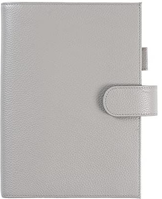 Moterm Leder Cover für A5 Notizbuch - Passt Hobonichi Cousin,Stalogy und Midori MD Planer,mit Stiftschlaufe,Kartenfächer und hintere Tasche (Kiesel-Grau)