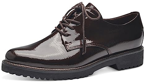 MARCO TOZZI Damen Schnürschuhe Elegant Lack, Braun (Mocca Patent), 41