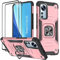 KANSi Cover per Xiaomi 12 Lite 5G, Vetro Temperato [2 Pack] Custodie Silicone TPU 360° Rotante Anello Magnetica Anello Ring Supporto Bumper - Rose Gold