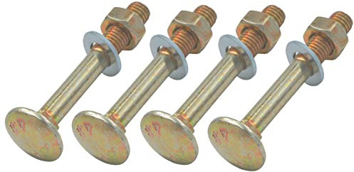 BRESKO Schlossschrauben (6x60 mm - 4er Set) Flachrundschrauben Muttern Unterlegscheiben verzinkt Gelb Flachrundkopfschrauben
