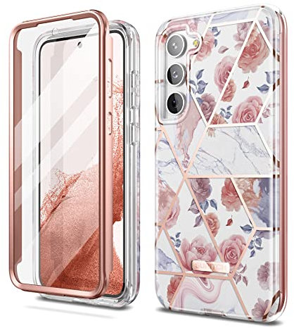 SURITCH Kompatibel mit Samsung Galaxy S23 Plus Hülle Marmor Handyhülle mit Integriertem Displayschutz 360 Grad Komplettschutz Schutzhülle für Samsung Galaxy S23 Plus (Marmor Rose)