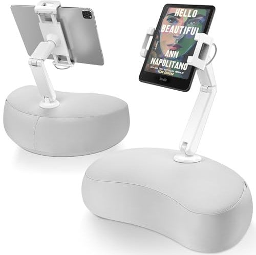 AboveTEK Tablet Kissen Halter, ipad Halterung für Schoß/Sofa mit Weichem Sitzsack, Mehrere Winkel Verstellbar Arm, ipad-Halter Bett für Kindle Handys Tablets von 4,7 bis 12,9 Zoll (Grau)