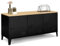 IDMarket - Buffet Bas 113 cm Ester 3 Portes métal Noir Plateau Bois Design Industriel